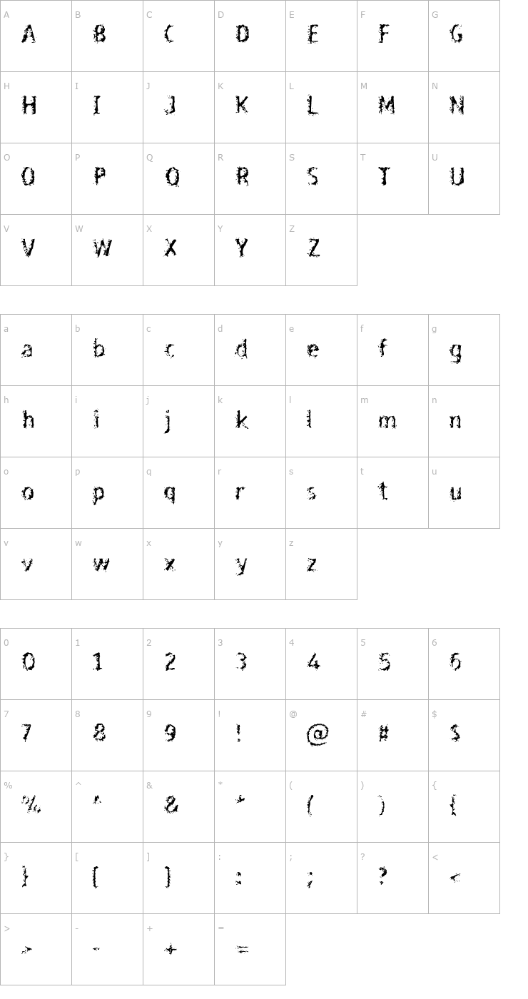 Character Map Bleed Font