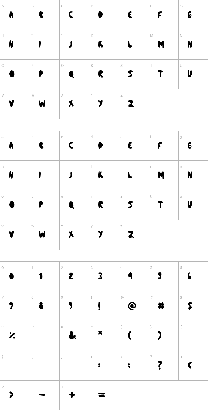 Character Map Bleeding Heart Font