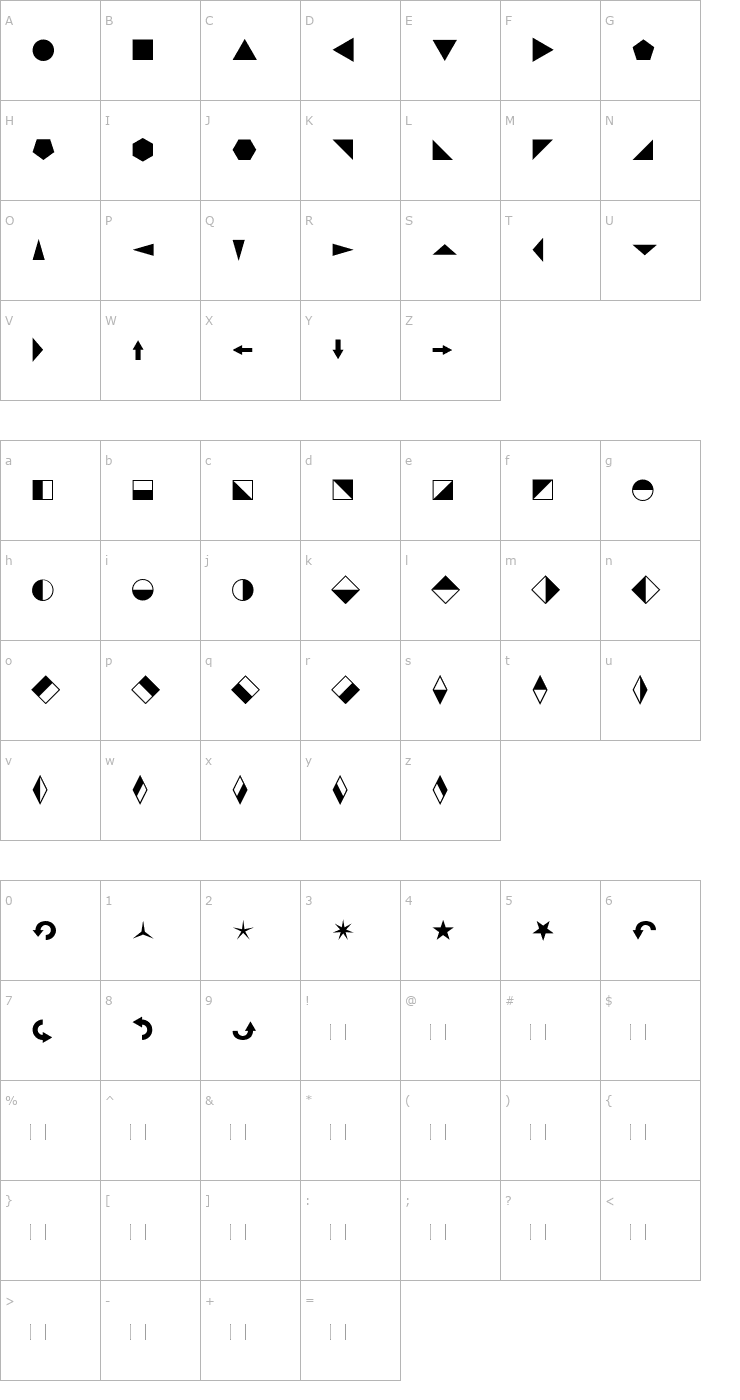 Character Map Blickfang Font