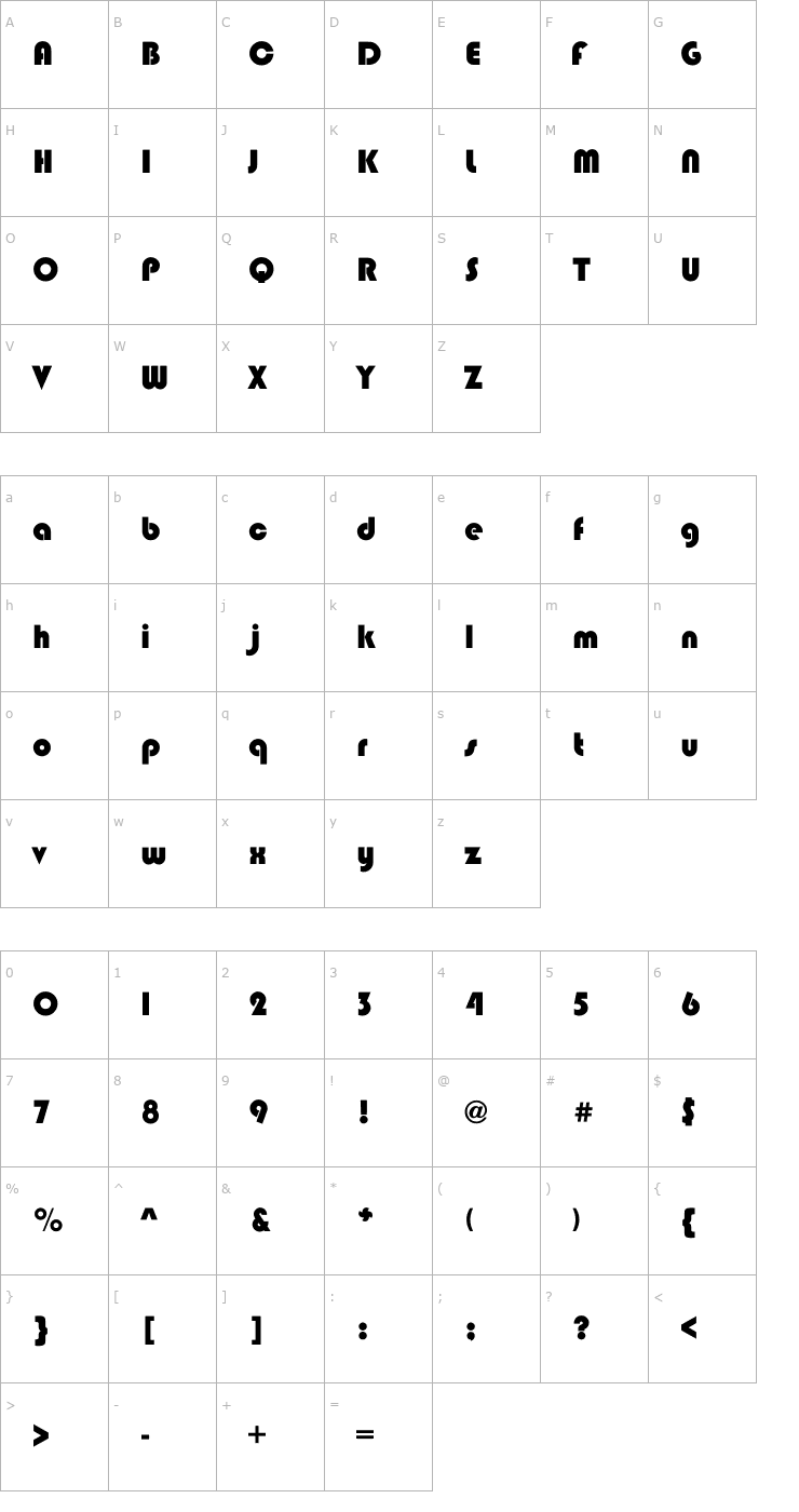 Character Map Blipper Font