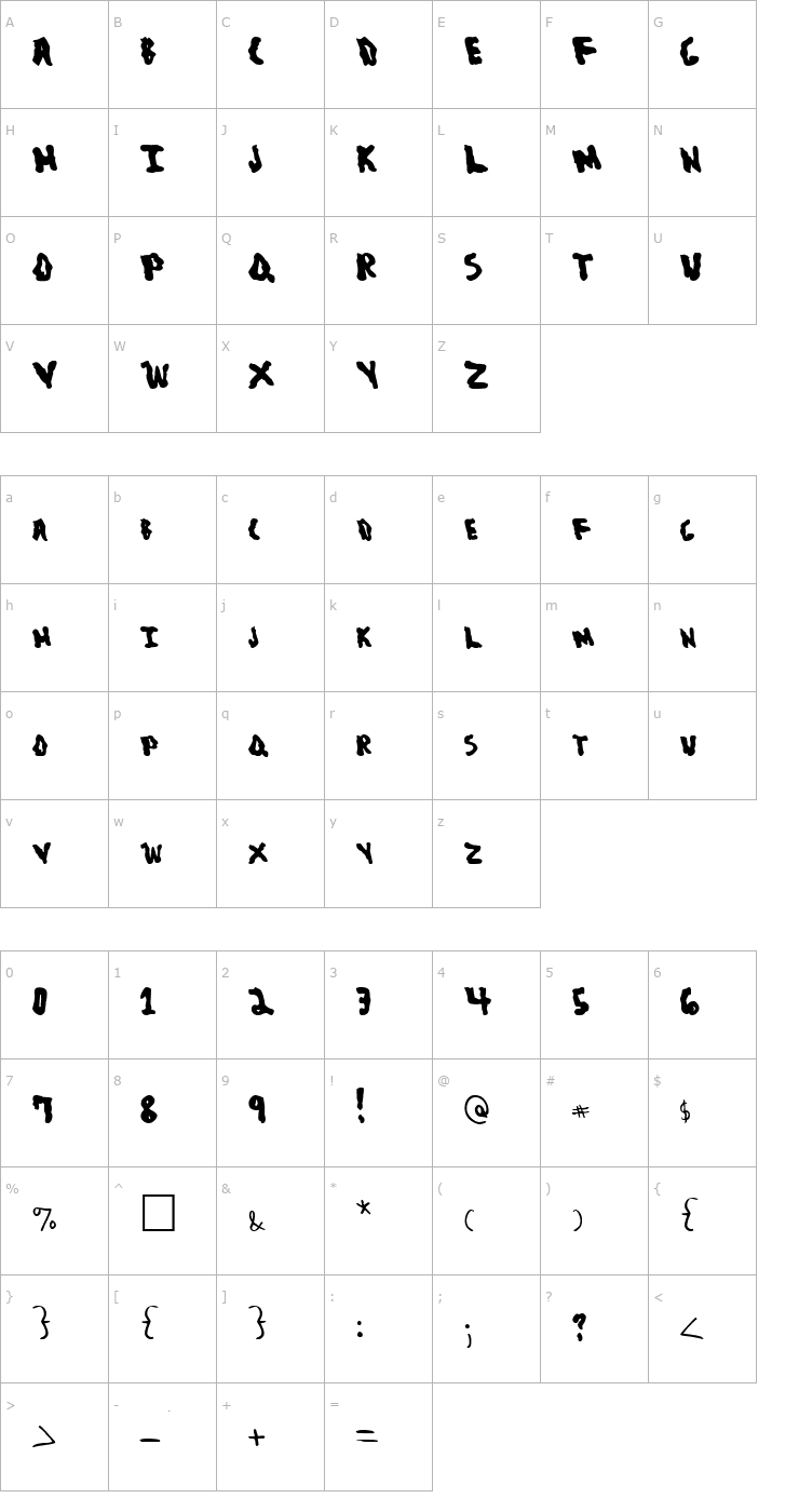 Character Map Blob Font