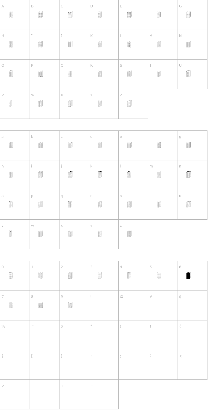 Character Map Block 1900 Font