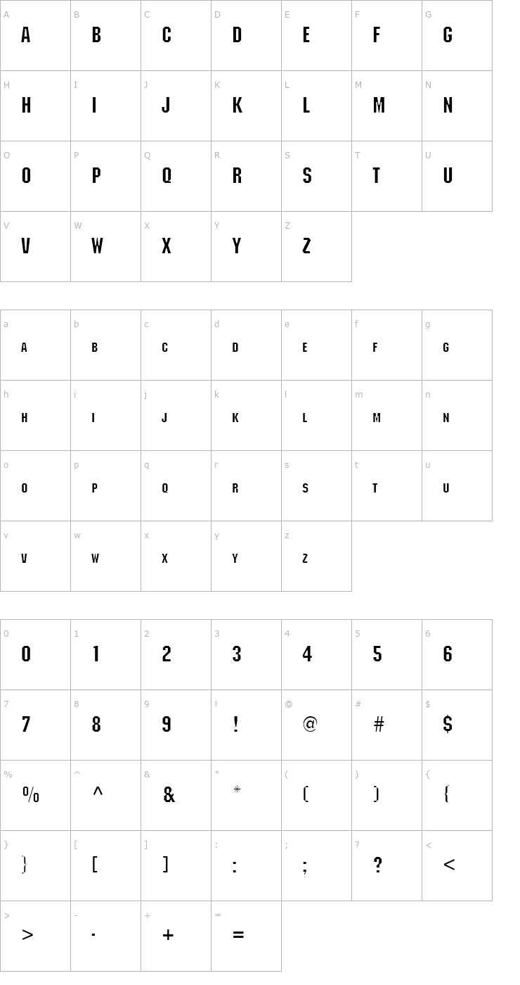 Character Map Block Normal Font