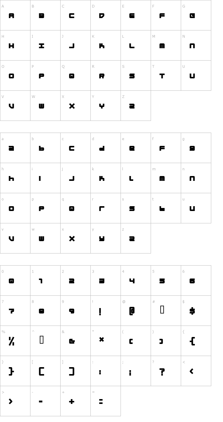 Character Map blockit Bold Font