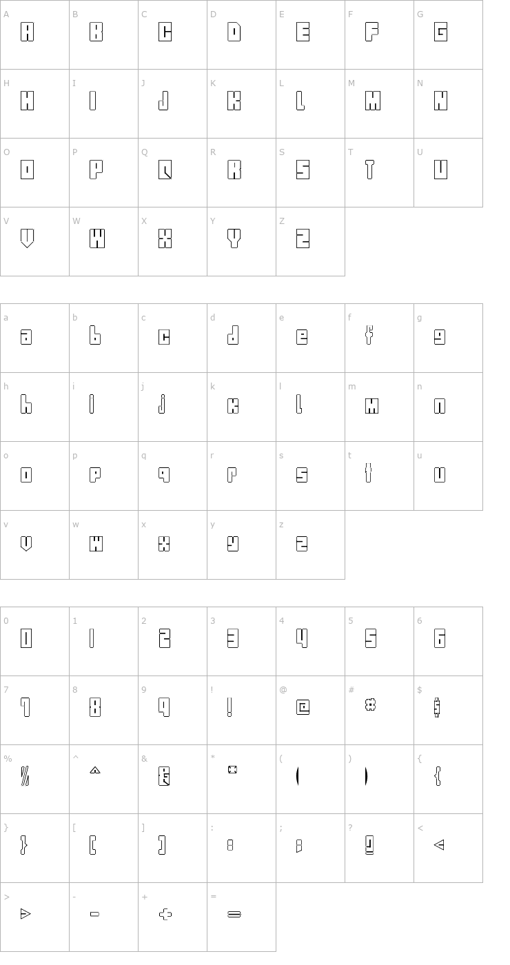 Character Map Blocks Font