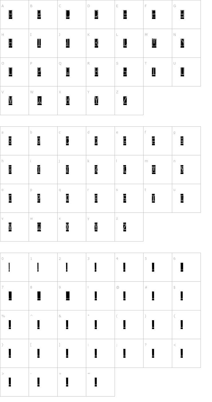 Character Map BlockTitling Standard Font
