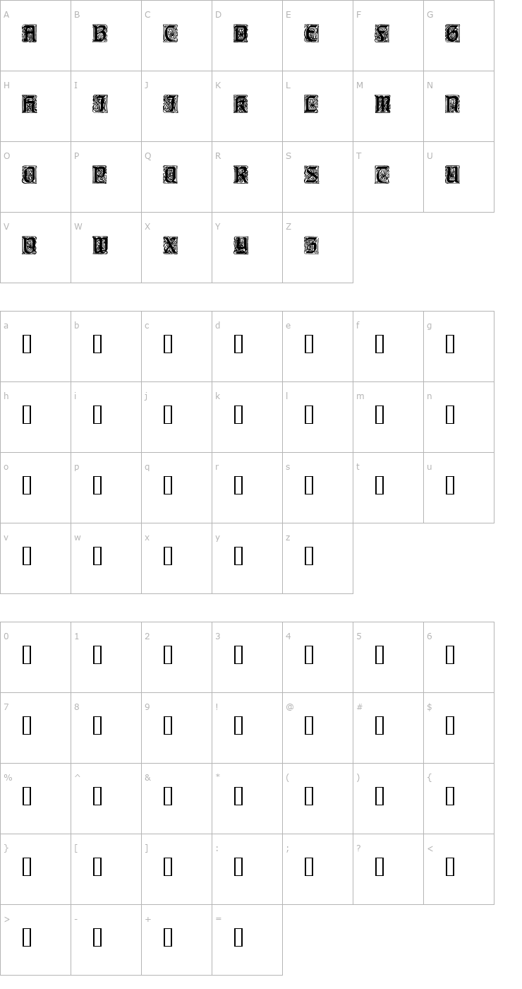Character Map BlockyGothic Font