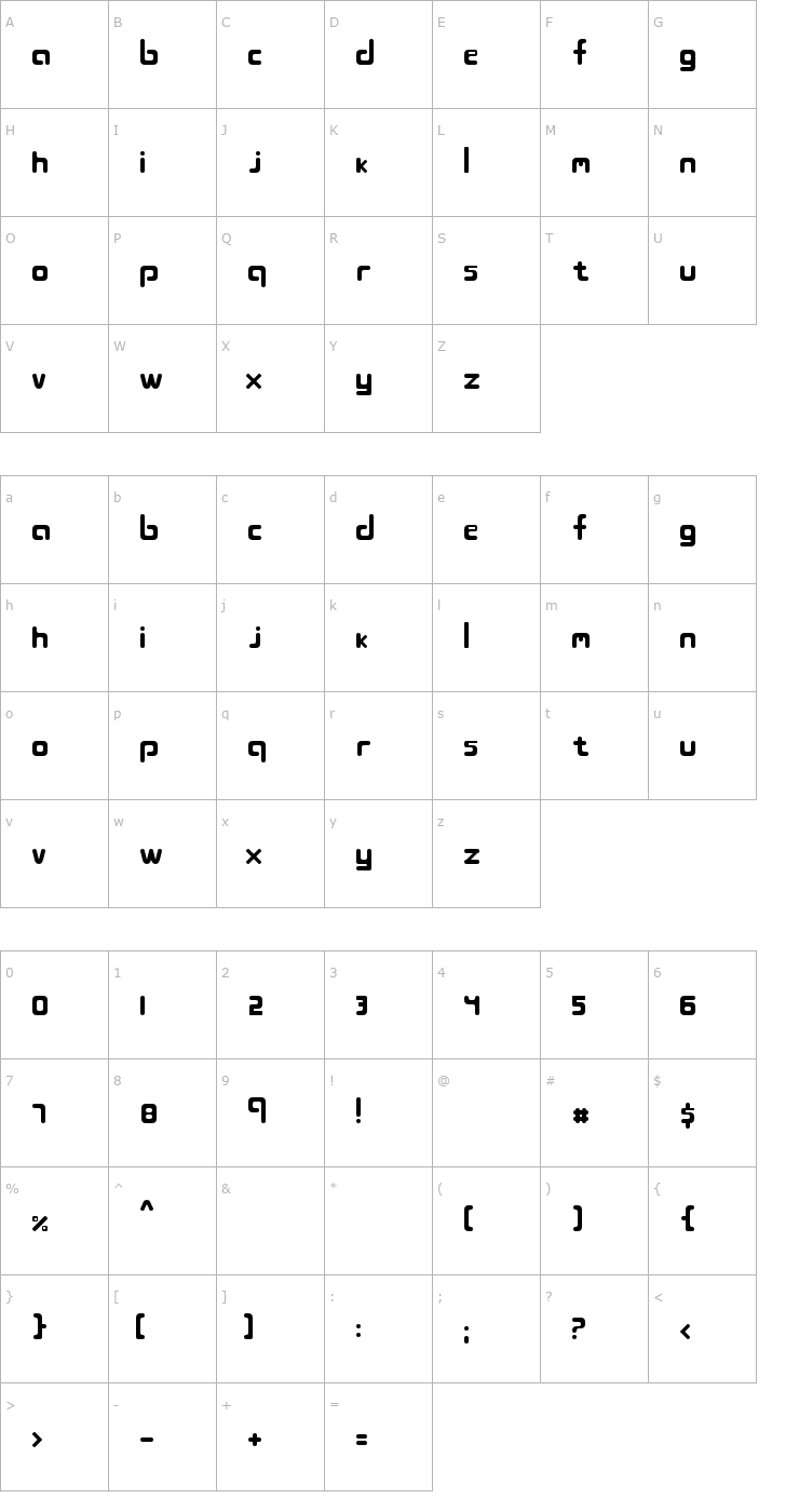 Character Map Blöjbytesdepå Font