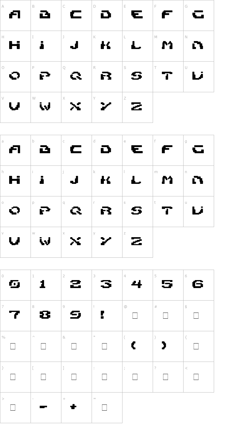 Character Map Blokk Font