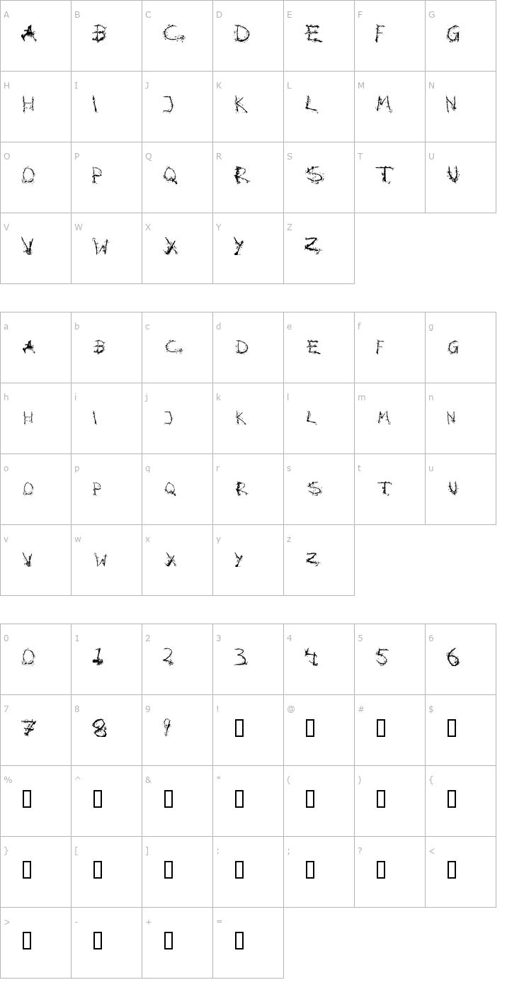 Character Map Blotto Font