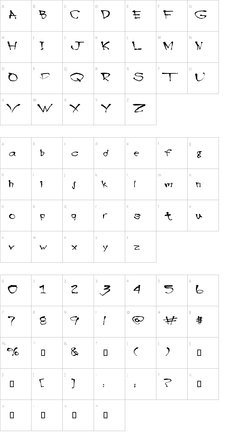 Character Map Blottooo Font