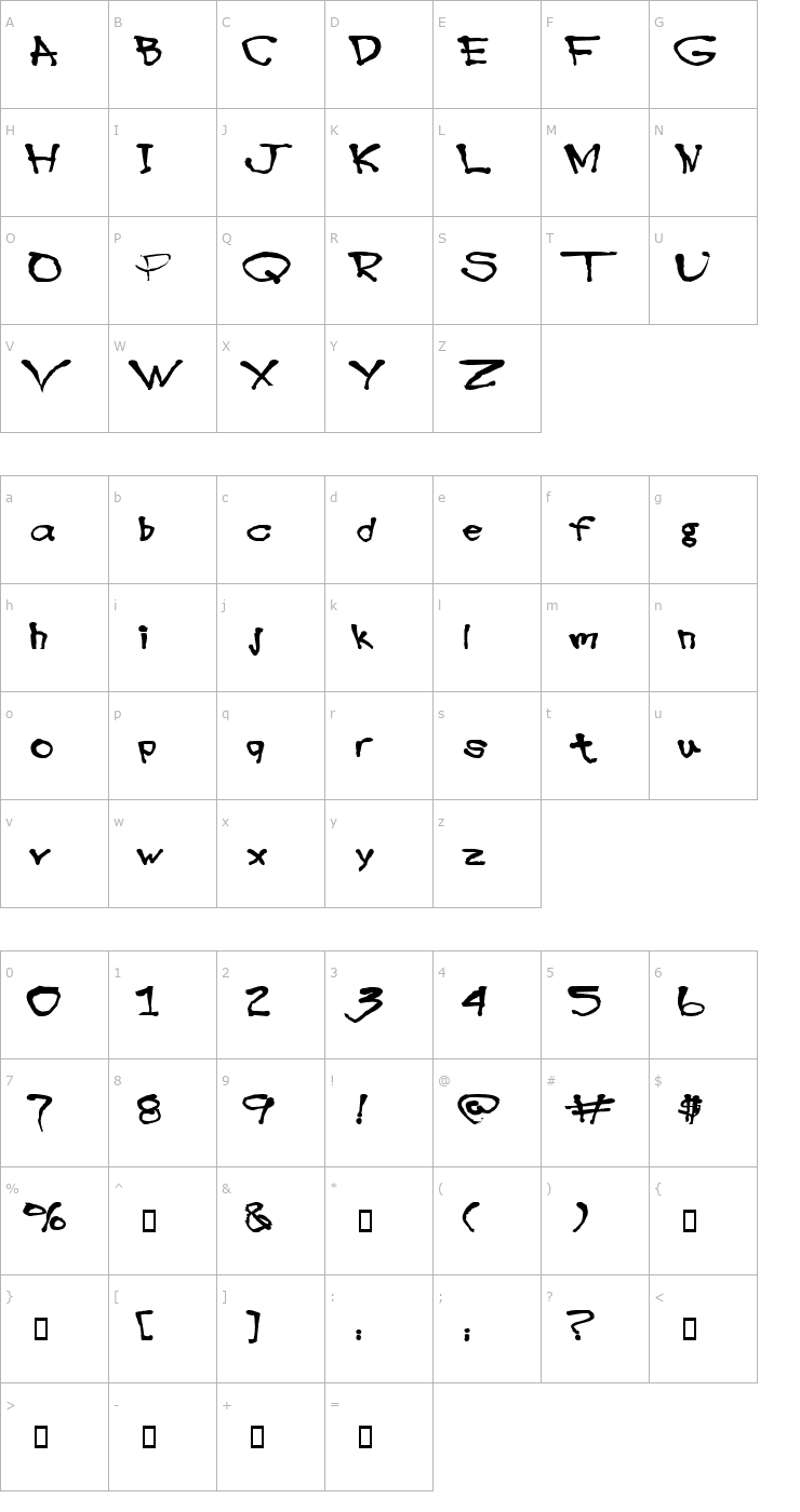 Character Map Blottooo40oz Font