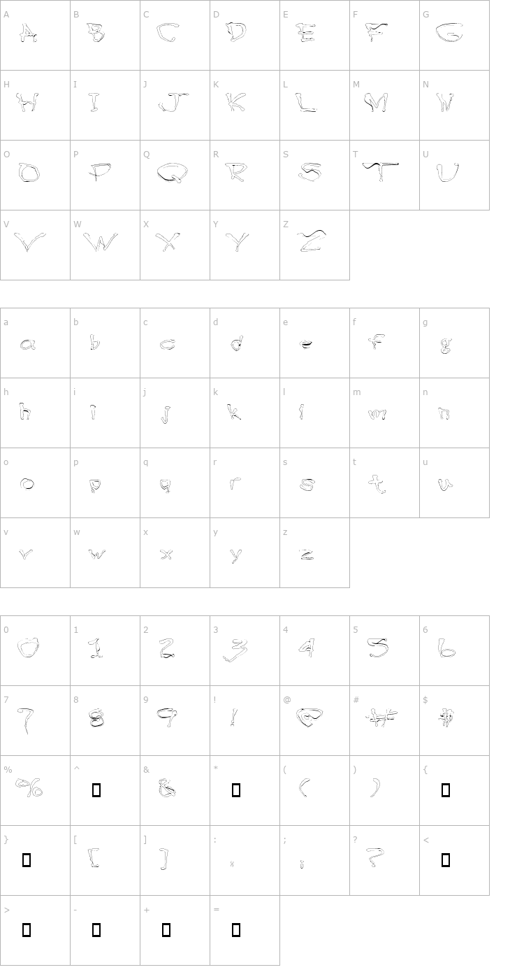 Character Map BlottoooLightBeer Font