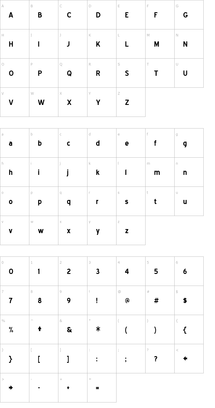 Character Map Blue Highway Bold Font