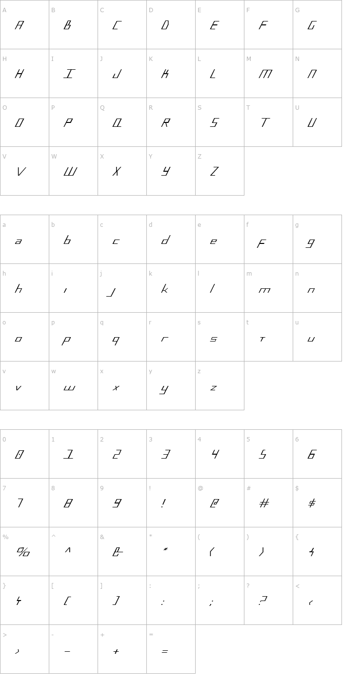 Character Map Blue July Font