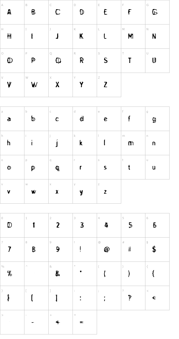 Character Map Blue Lacke Font