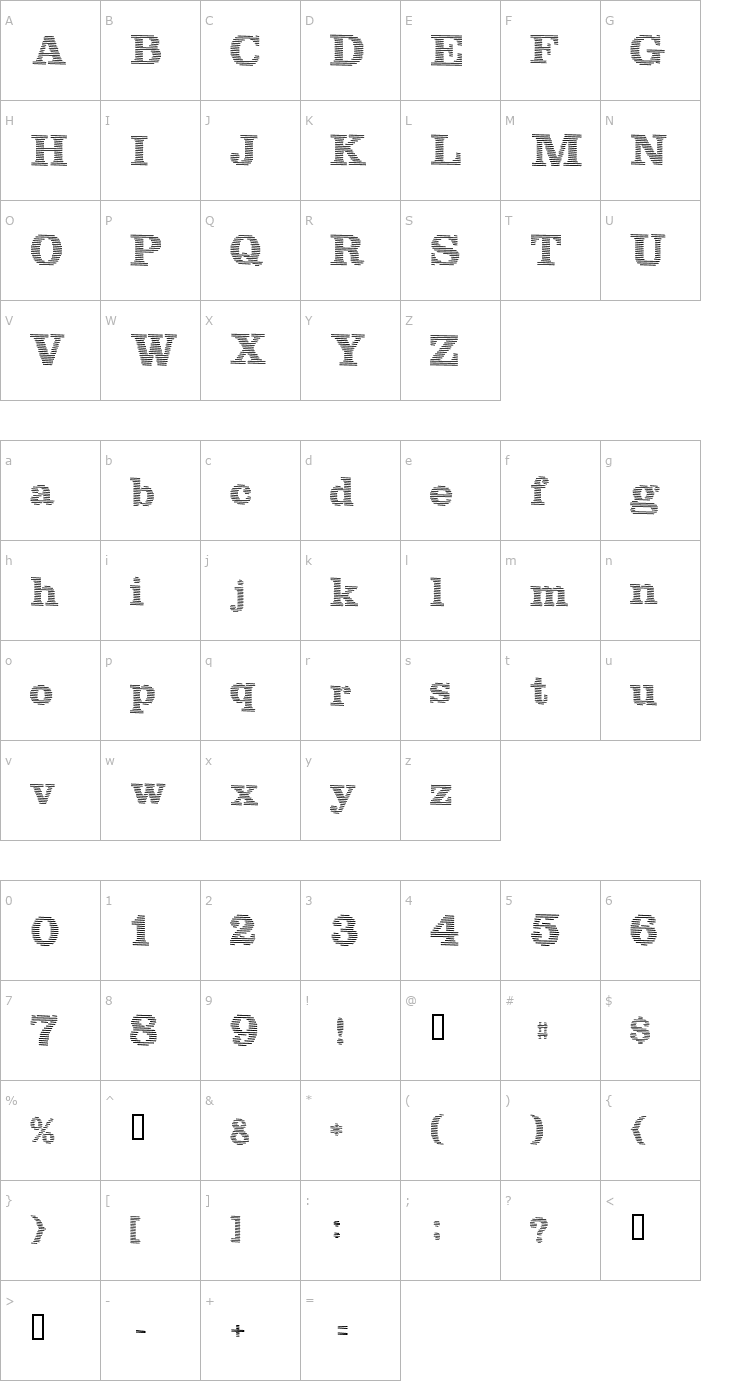 Character Map Blue lines Font