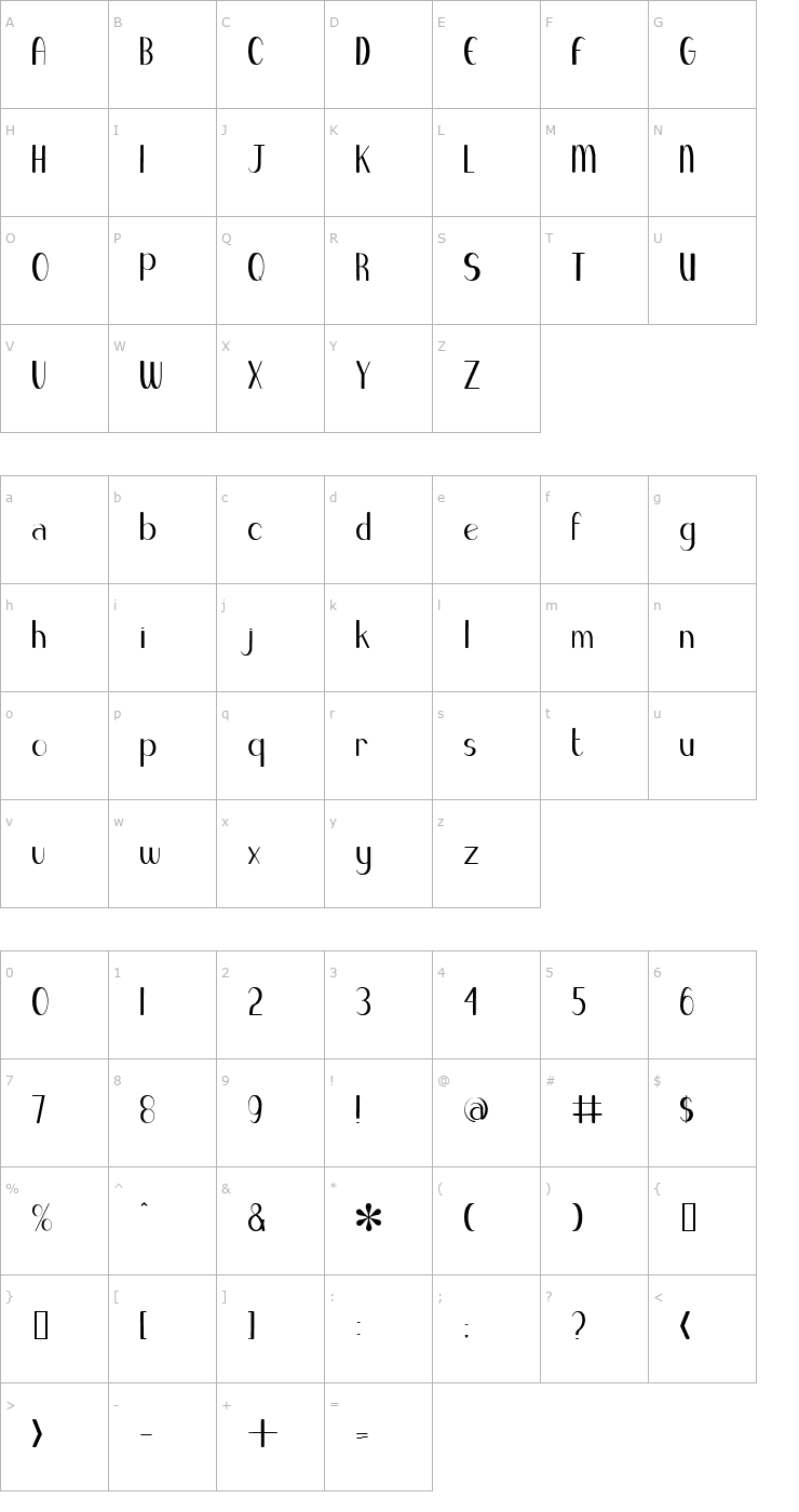 Character Map Blue Melody Font