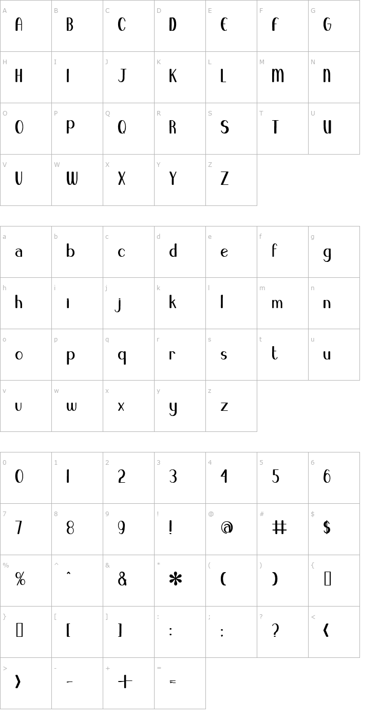 Character Map Blue Melody UltraBold Font