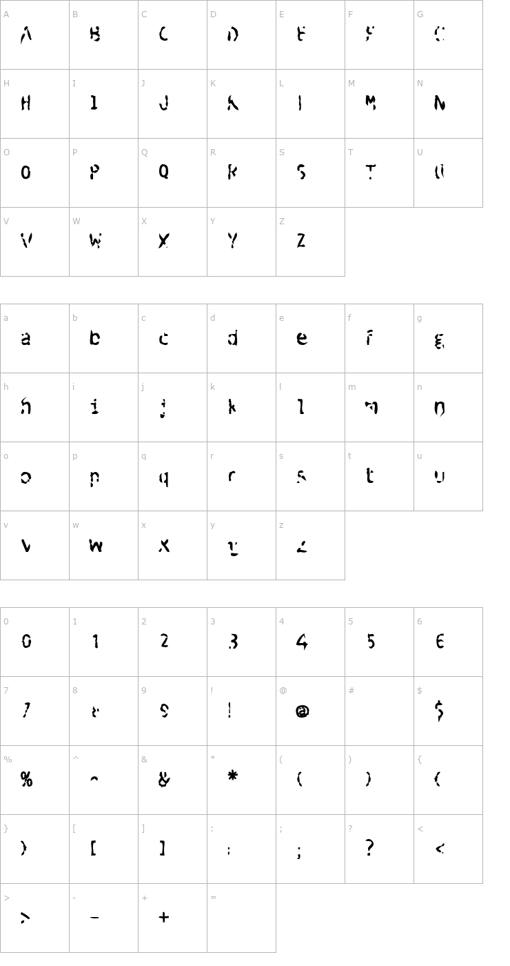 Character Map Blue Spent Bold Font