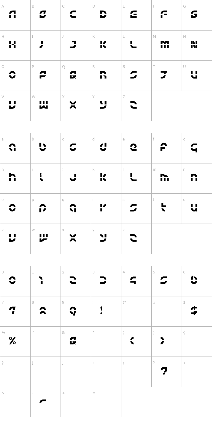 Character Map Blue type Font