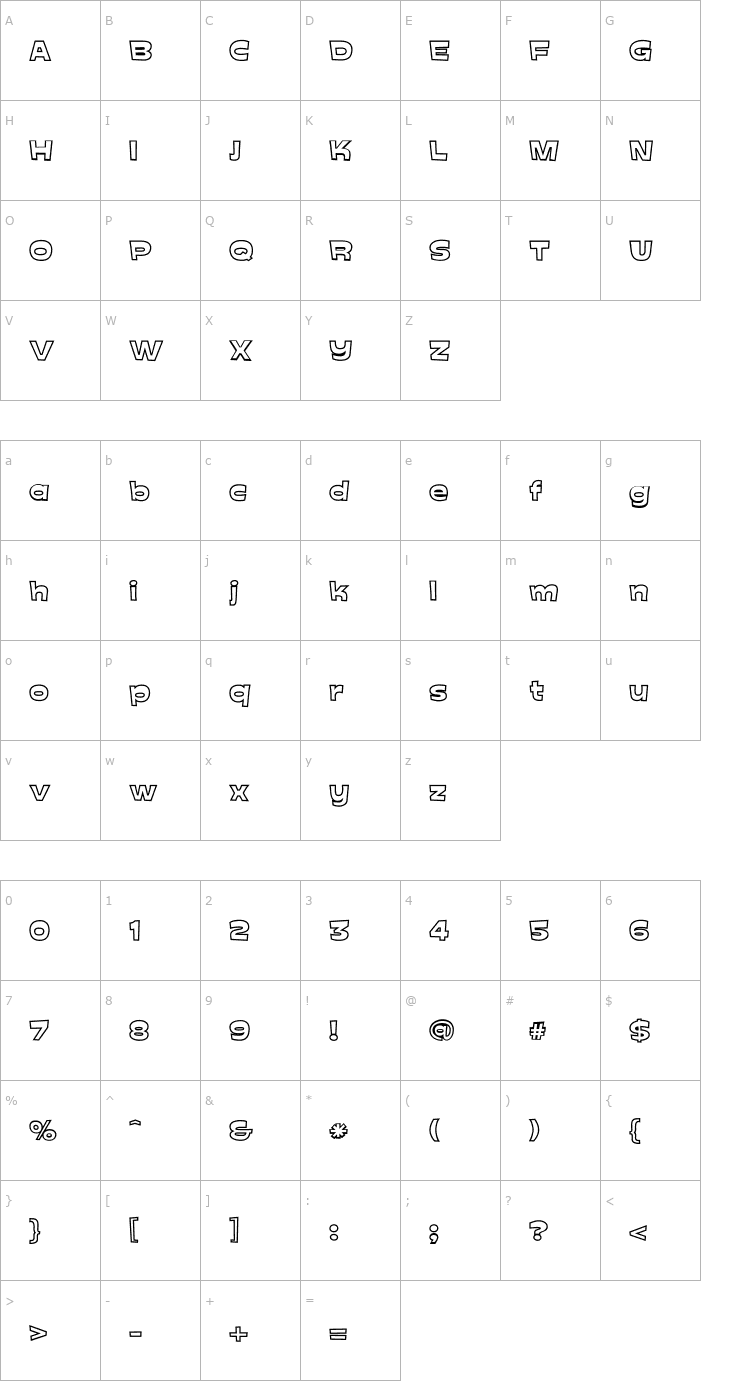 Character Map BlueGlobal-OutOfSpace Font