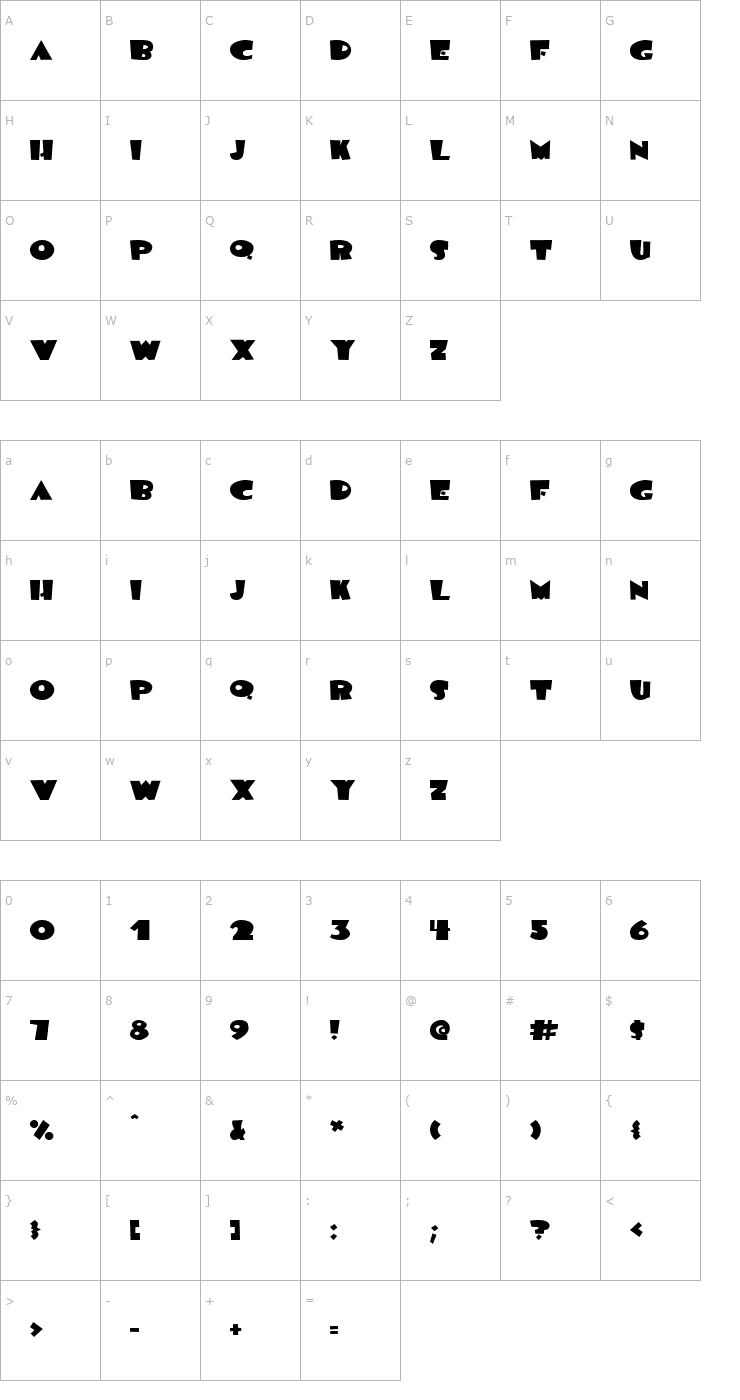 Character Map BlueMoon Font