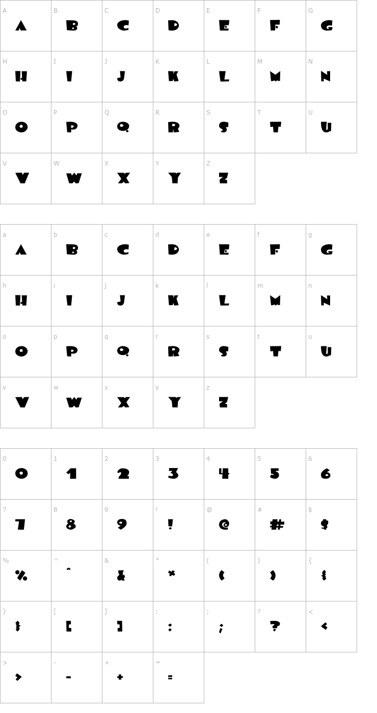Character Map BlueMoon OTF Font
