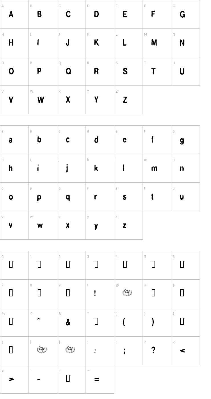 Character Map BlueStuff Font