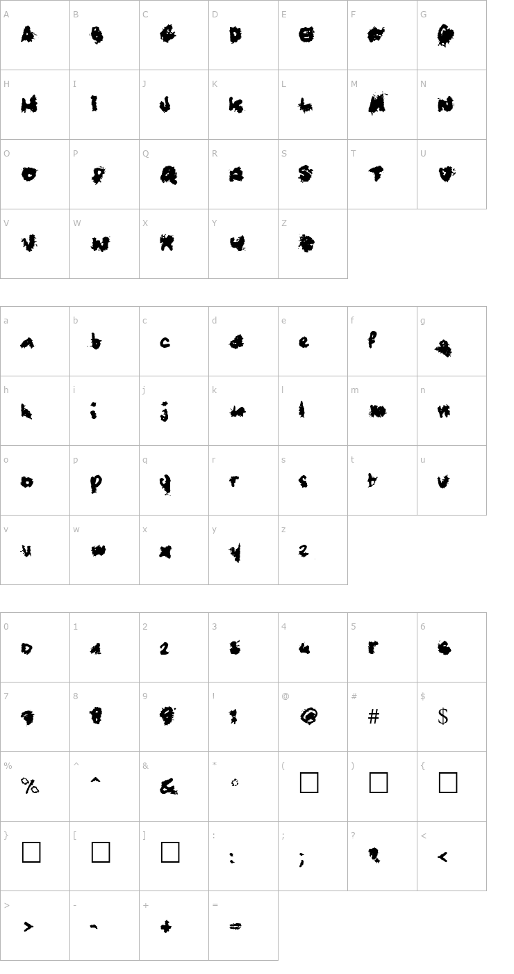 Character Map BlueTrash Font