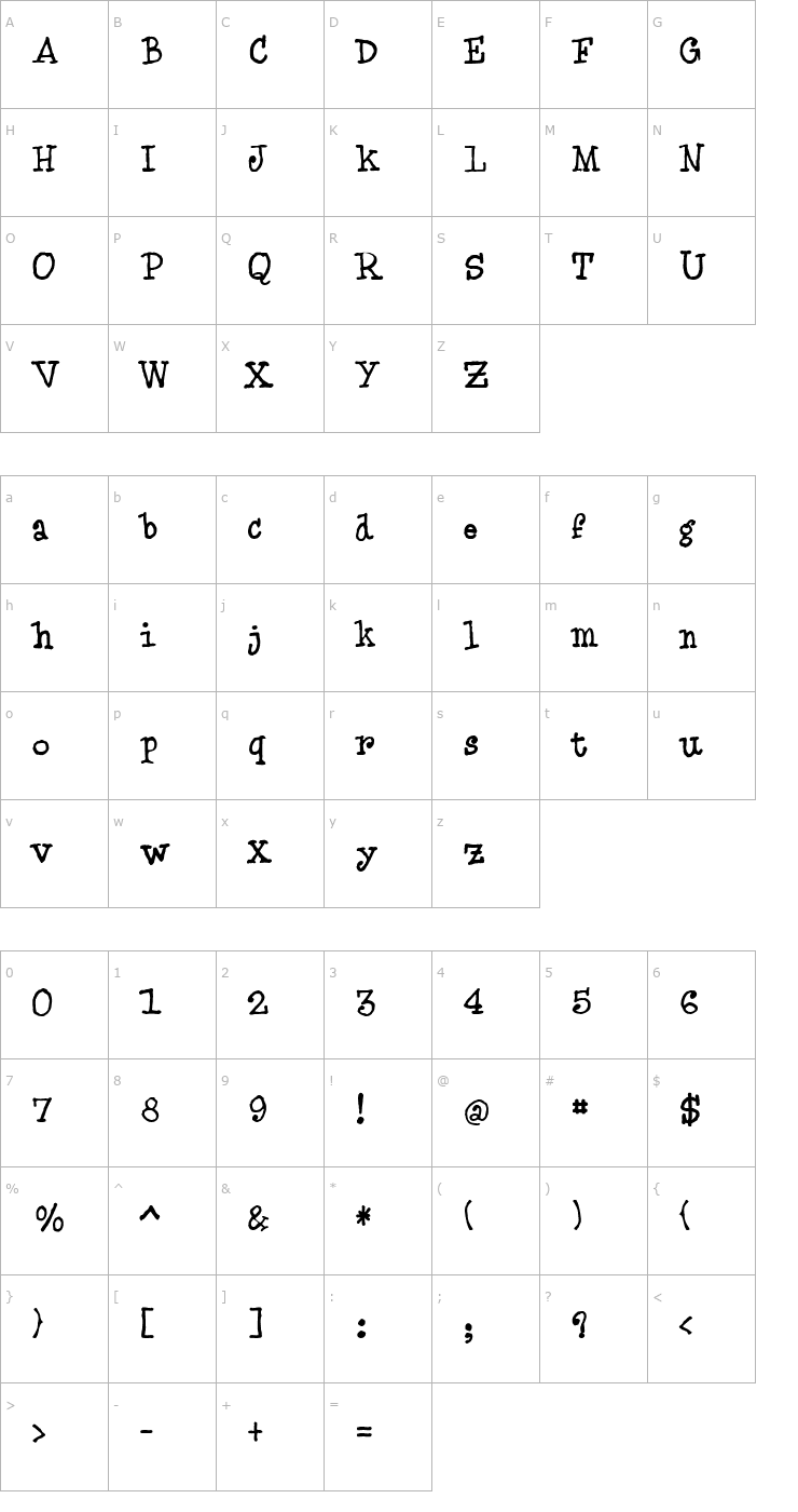 Character Map BlueType Font