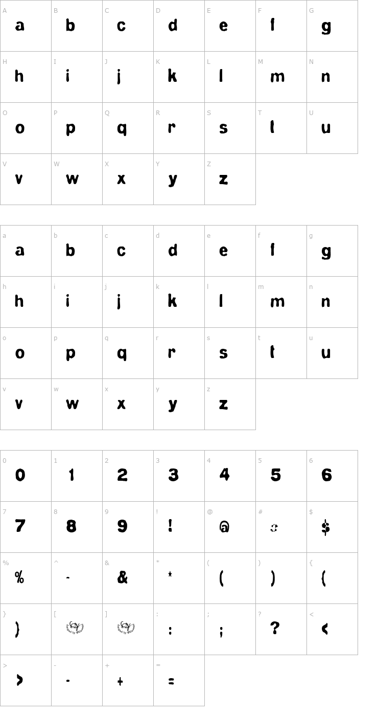 Character Map BlueVelvet Font