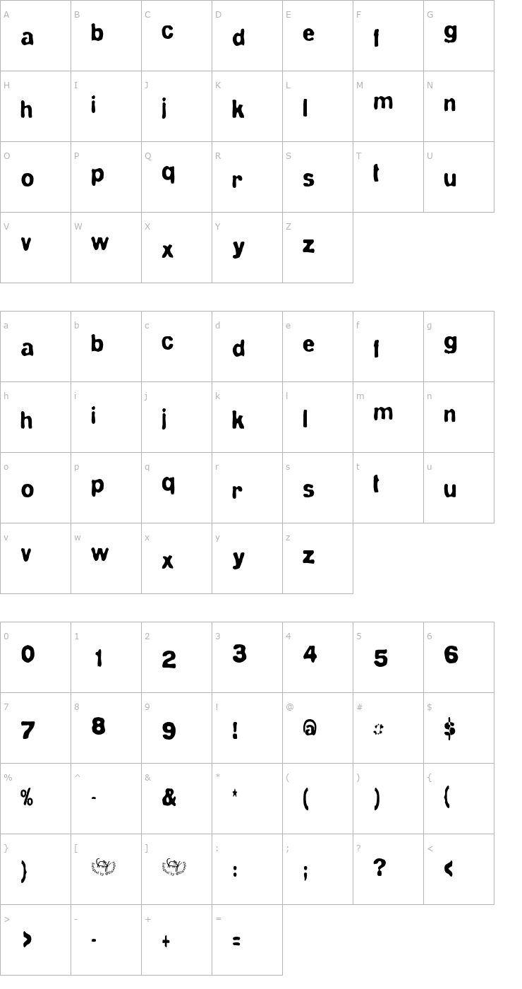 Character Map BlueVelvet Royal Font