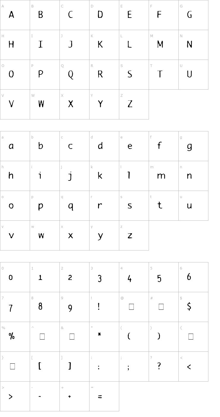 Character Map BlueWave Medium Font