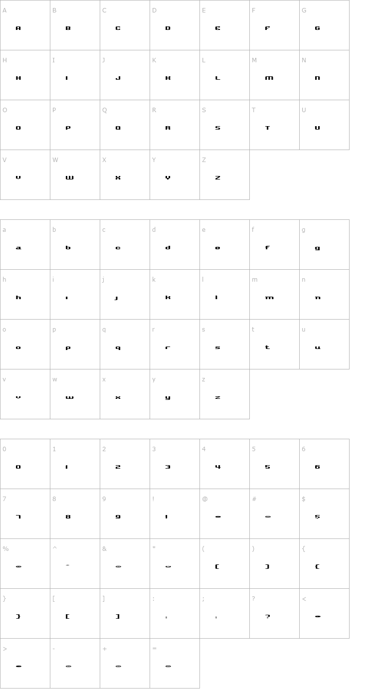 Character Map Blum Regular Font