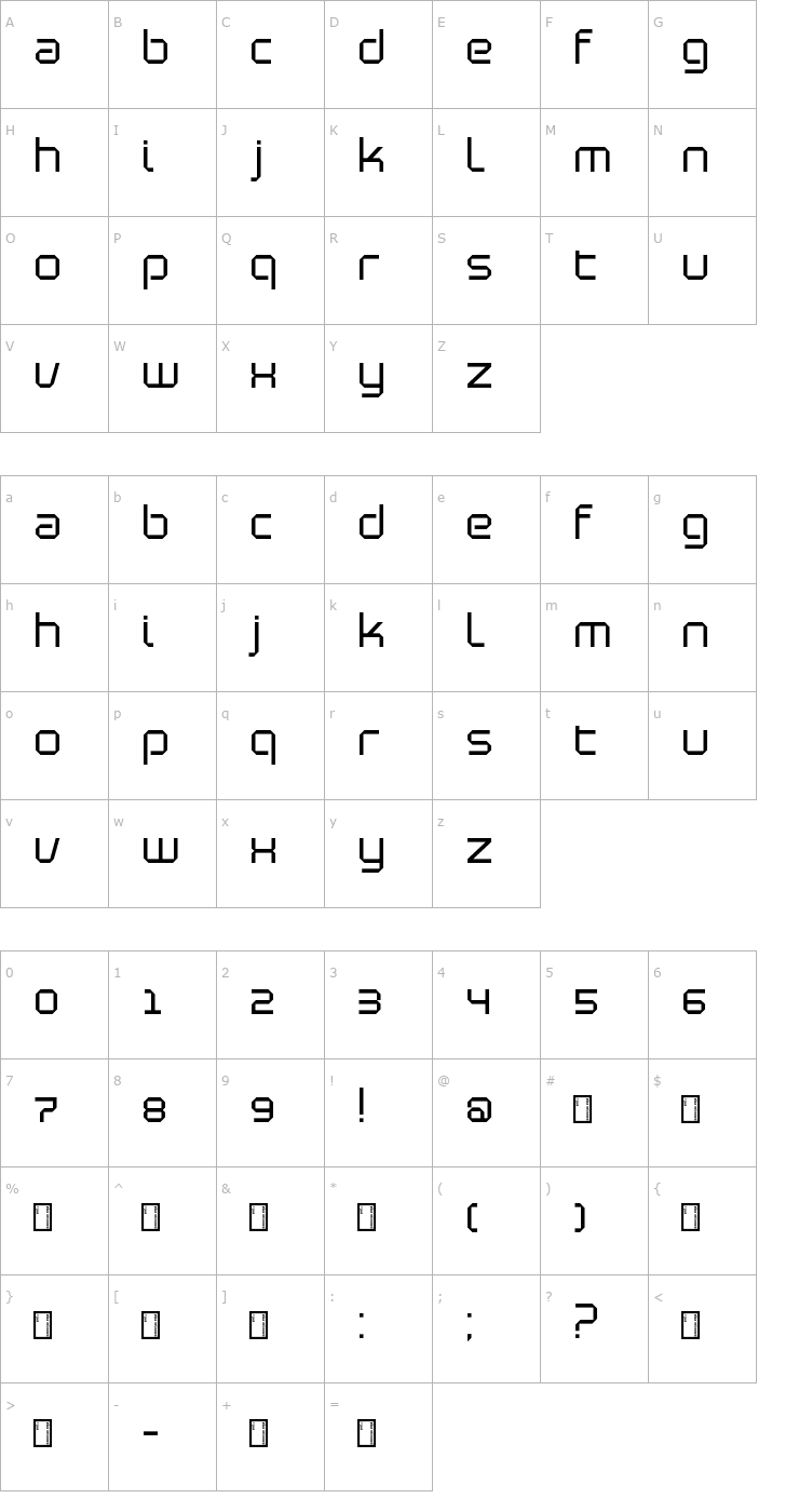 Character Map Blutter Slim Font