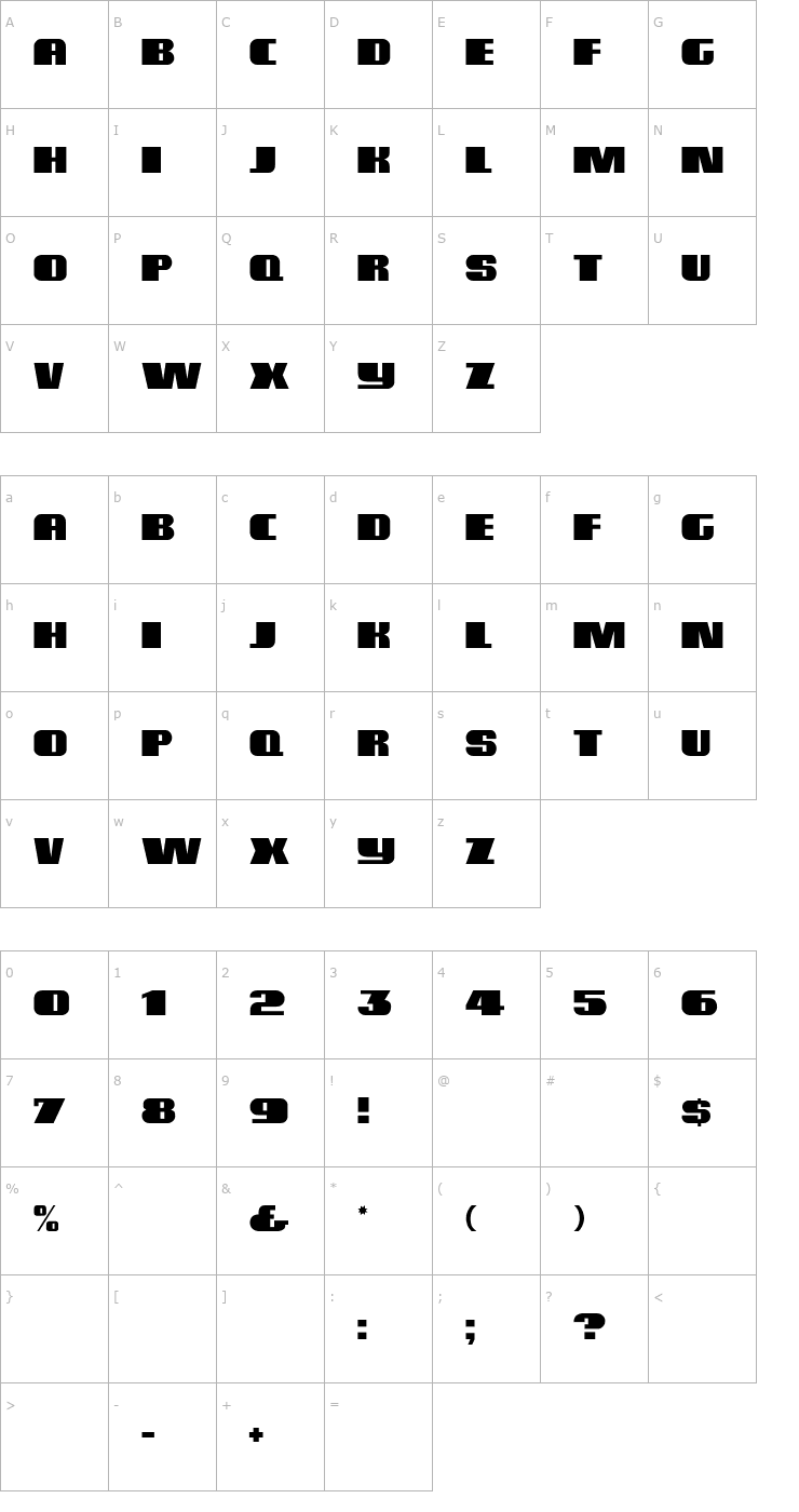 Character Map BlutussCaps Font