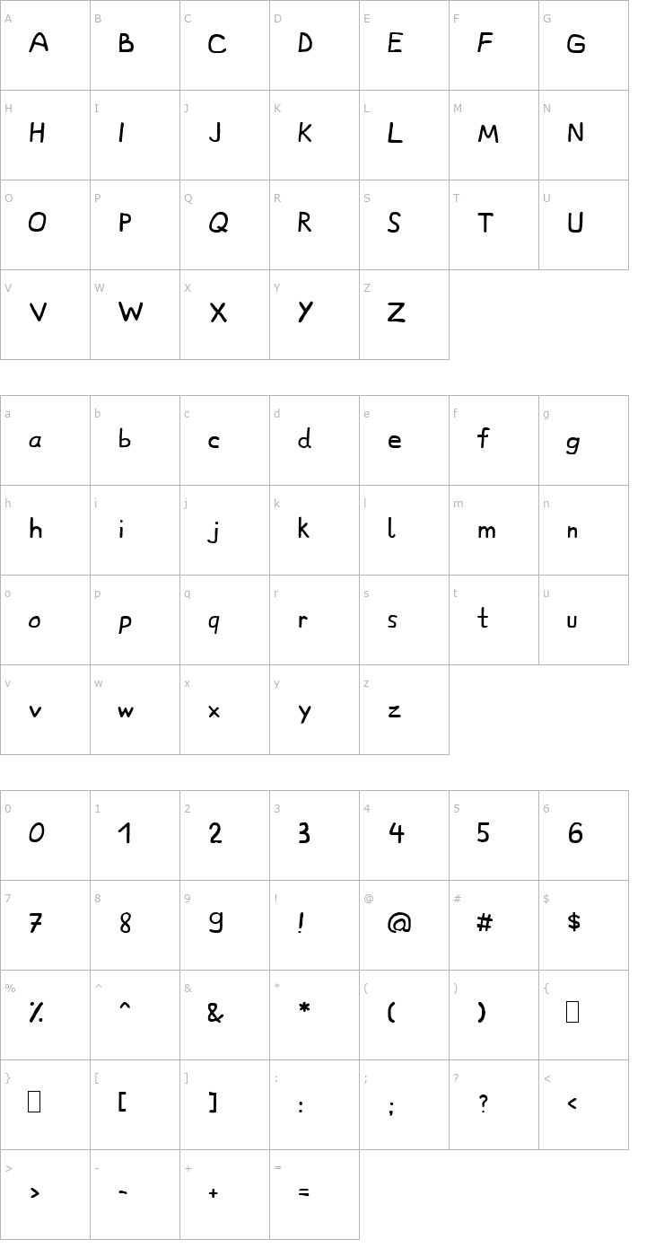 Character Map BMW Hisba Bahix Font