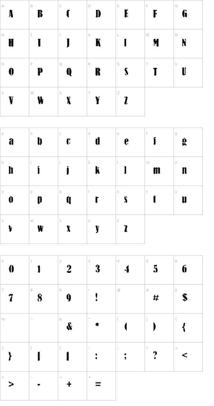 Character Map BN-ArNoN Font