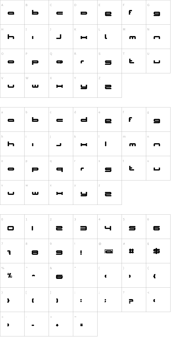 Character Map BN Cosmic Girl Font