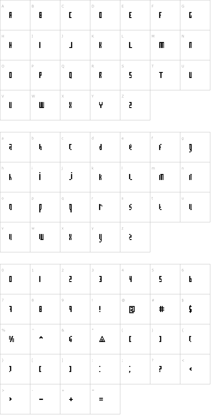 Character Map BN Information Font