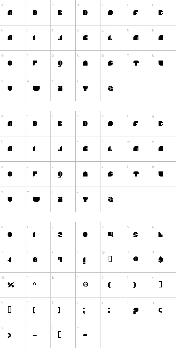 Character Map BN JNCO Font