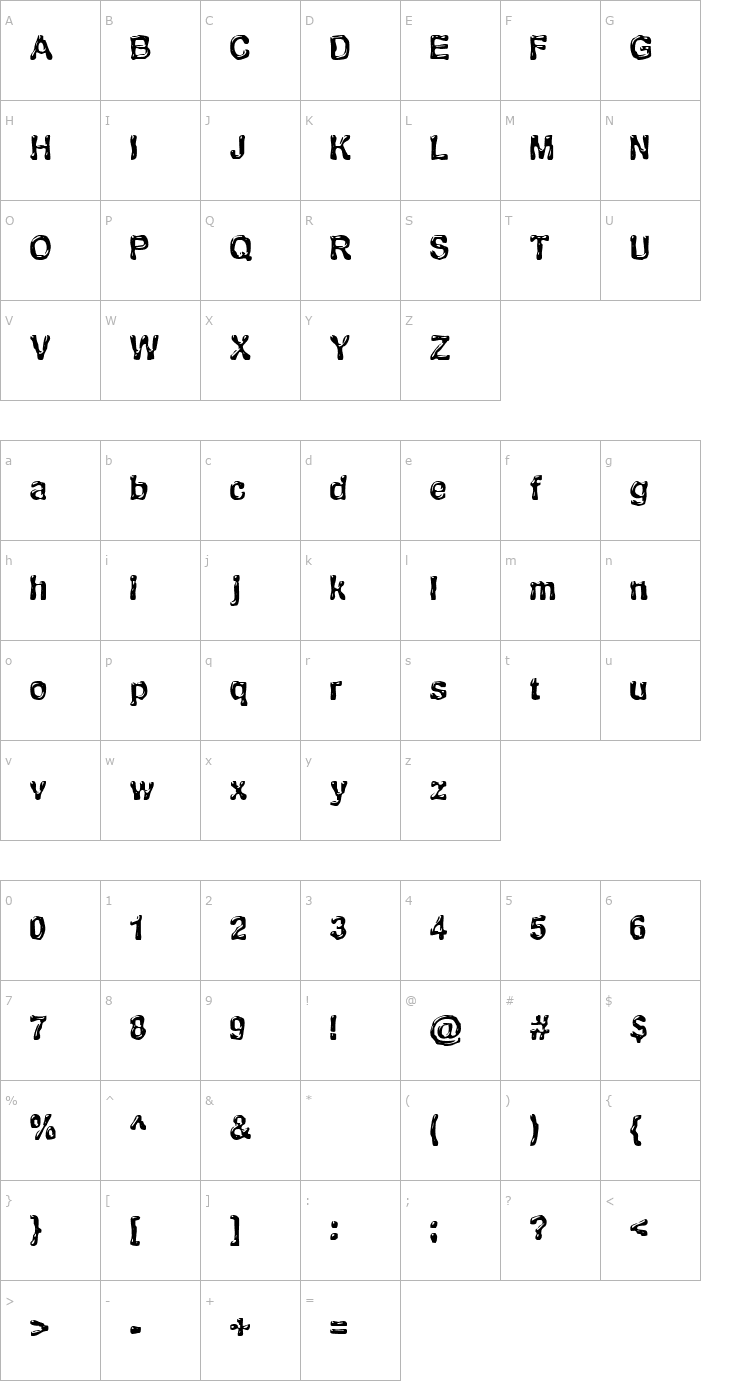 Character Map BN M@tan Font