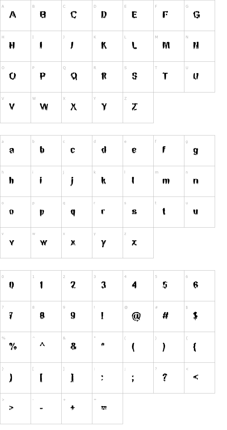 Character Map BN Manson Nights Font