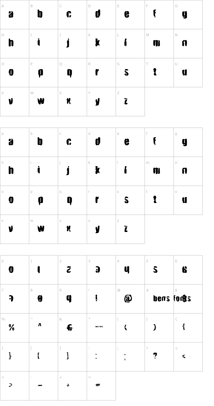 Character Map BN Smash Font