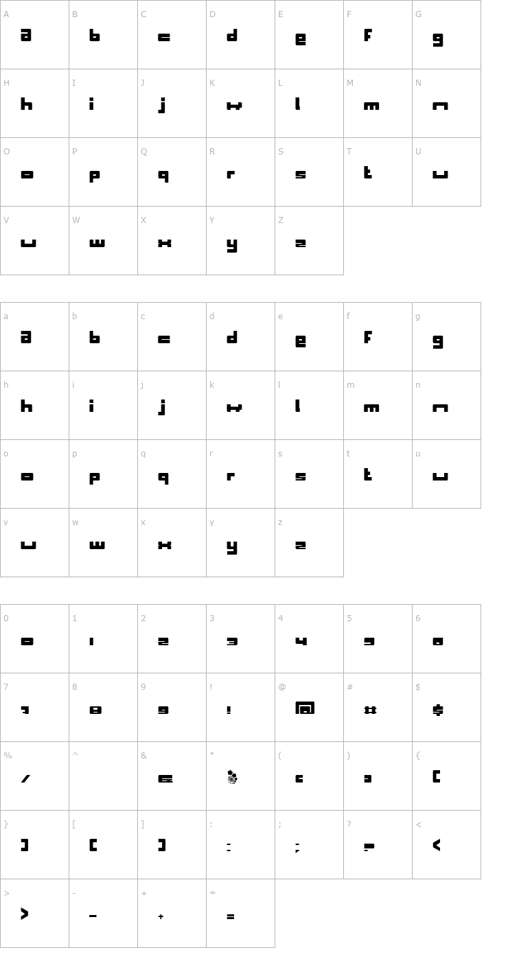 Character Map BN Space Chick Font