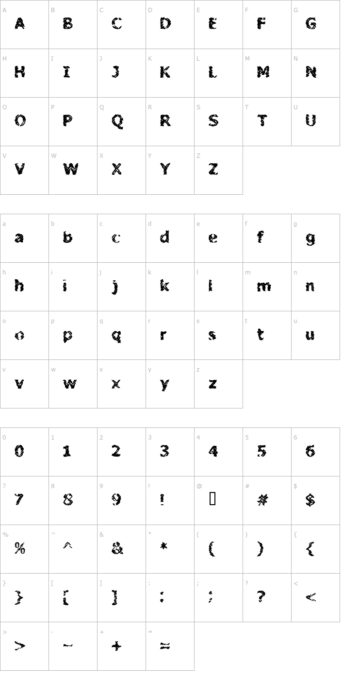 Character Map BN Stile Project Font