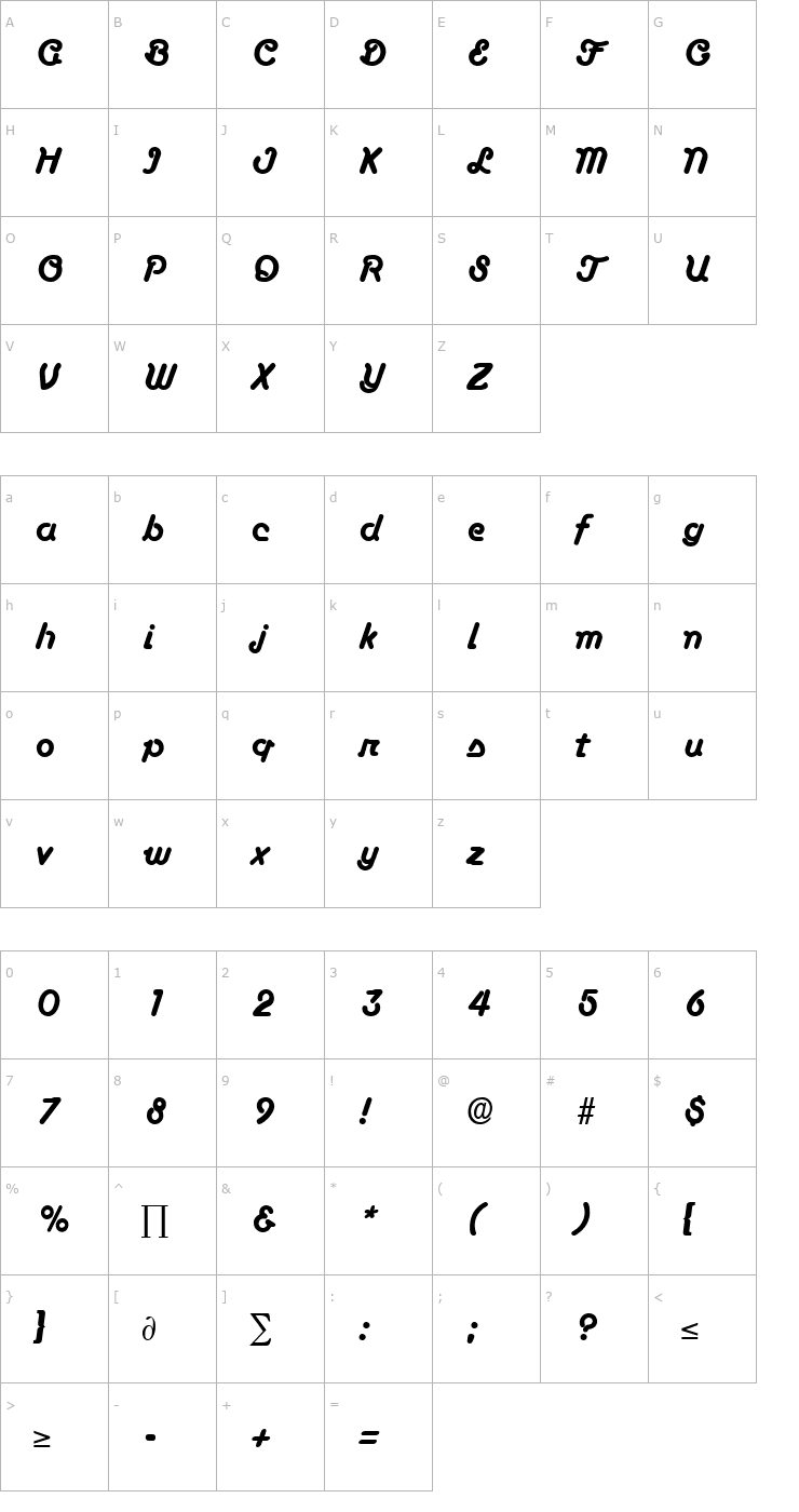 Character Map Boascript Font