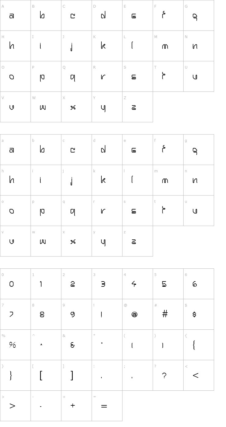 Character Map BobbyPin Regular Font