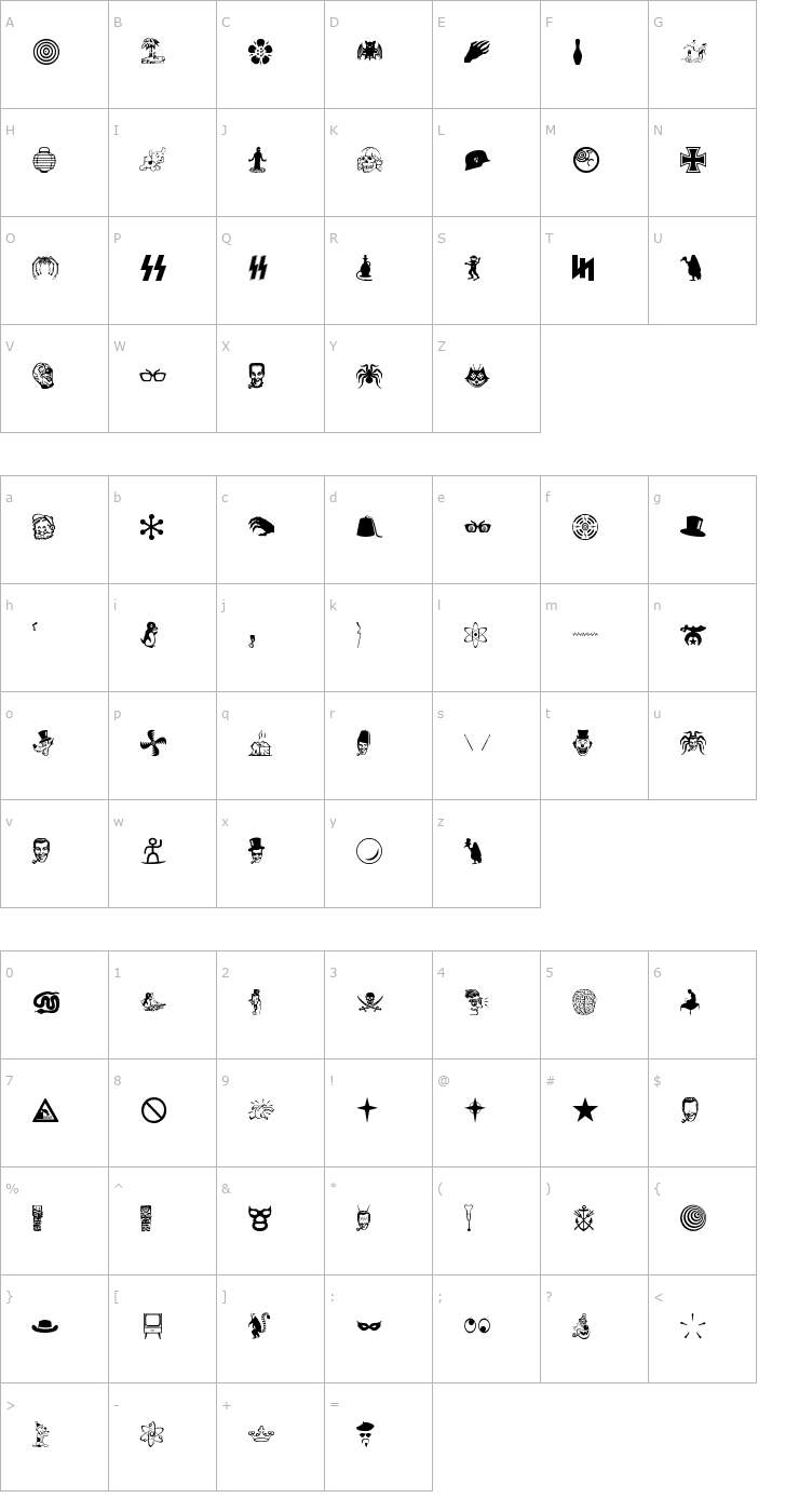 Character Map BOBCO 10 Font